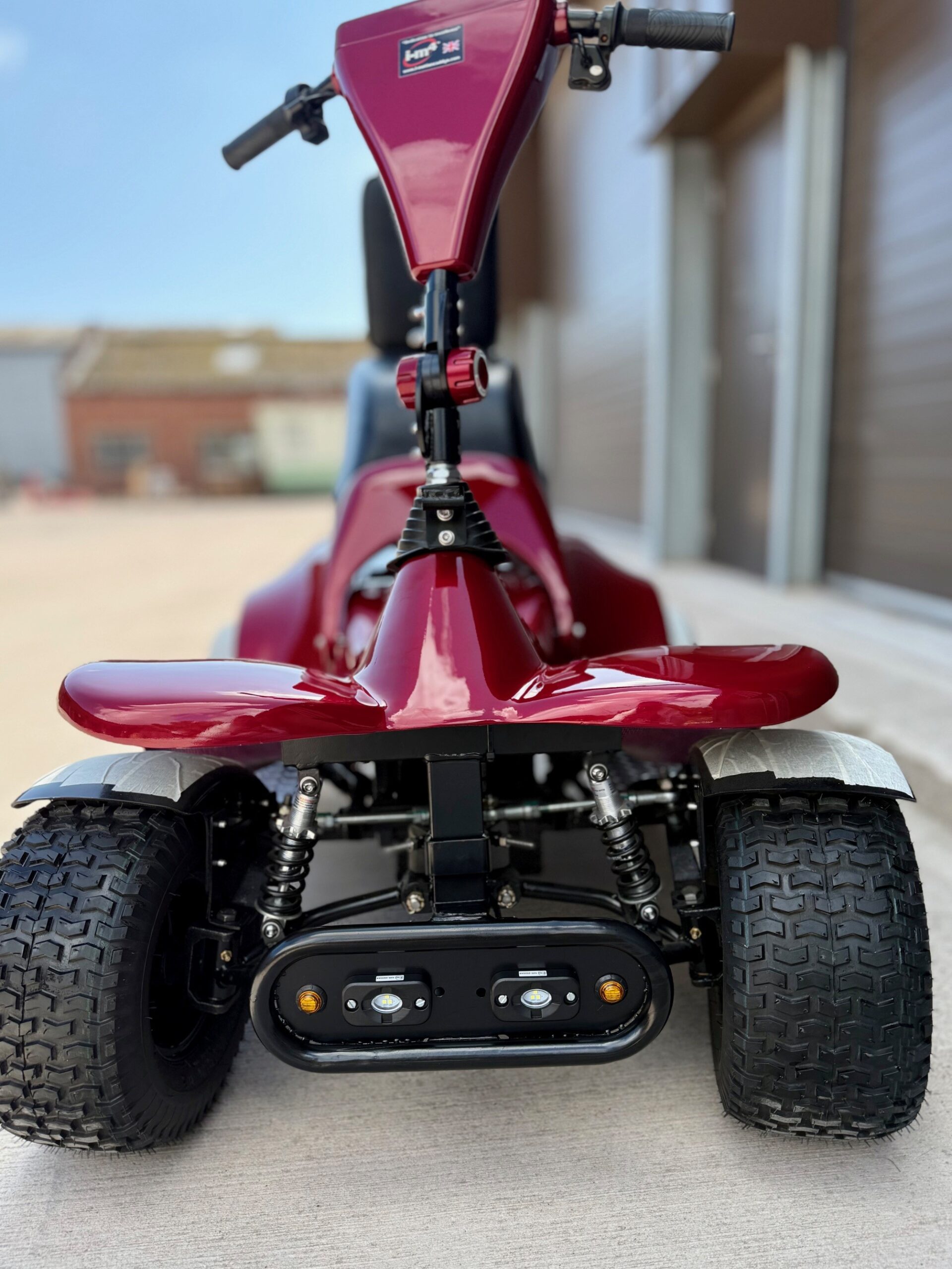electric golf buggy, one seater, nearly new, refurb im4 roadster in red, front view