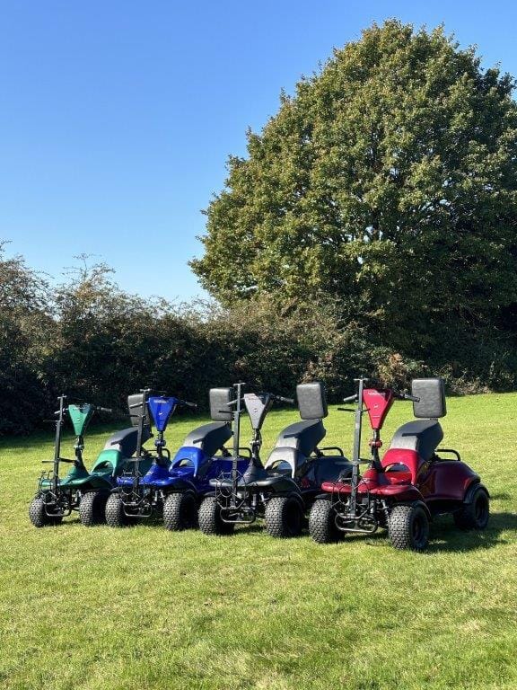 i-m4 single seater golf buggy, black, blue, green and red
